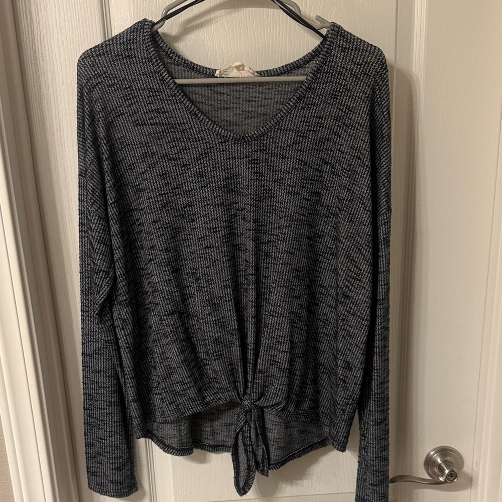 Pink Republic Charcoal and Light Gray Long Sleeve Top